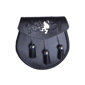 3 Tassel Black Leather Sporran