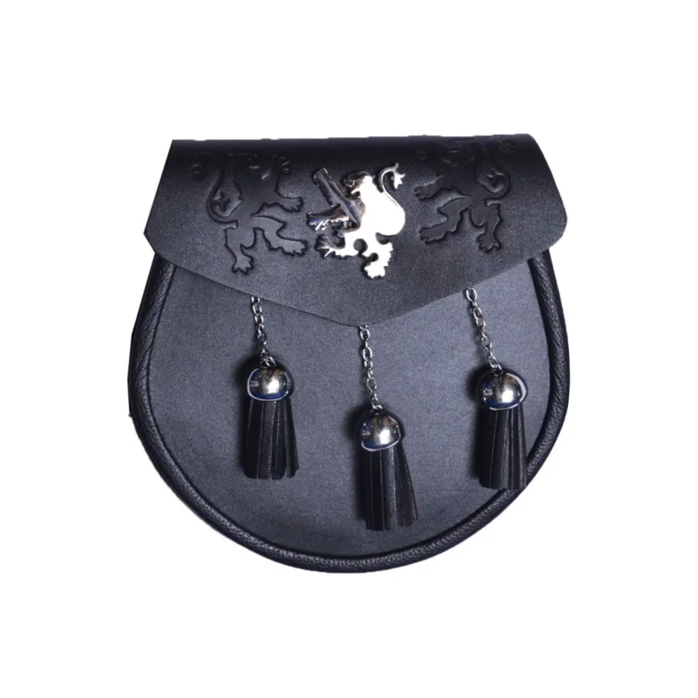 3 Tassel Black Leather Sporran