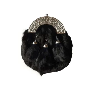 3 Tassel Black Rabbit Fur Sporran