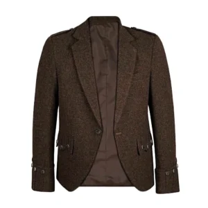 Brown Tweed Argyle Kilt Jacket & 5-Button Vest