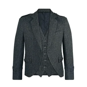 Charcoal Grey Argyle Kilt Jacket & 5-Button Vest