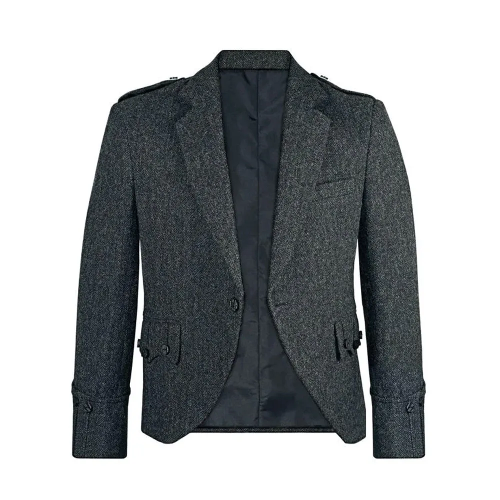 Charcoal Grey Argyle Kilt Jacket & 5-Button Vest - Image 3