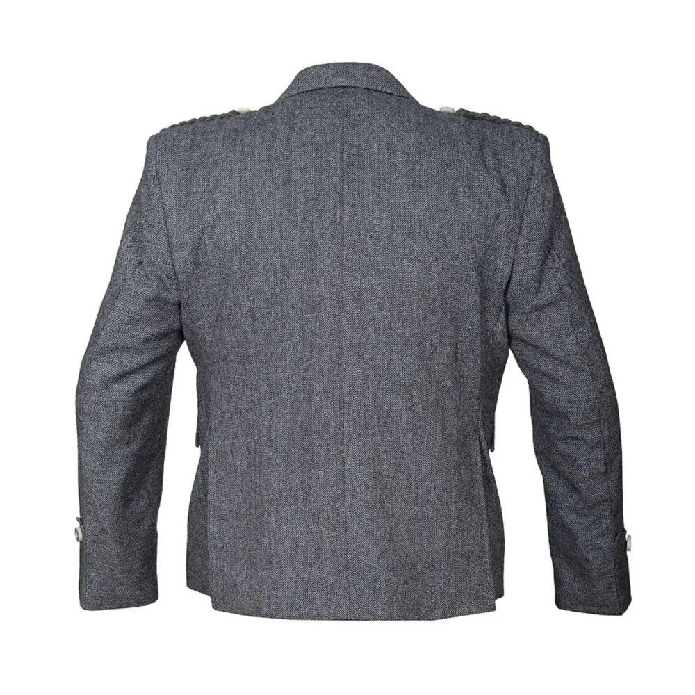 Grey Tweed Argyle Kilt Jacket & 5-Button Vest - Image 2